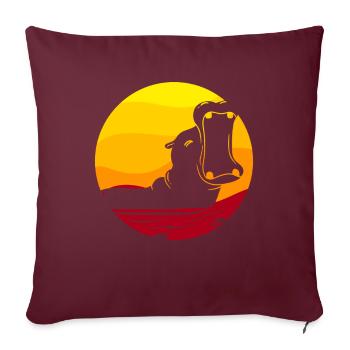 Nilpferd Retro Sunset Hippo Kinder - Sofakissenbezug 45 x 45 cm - Burgunderrot - Vorne