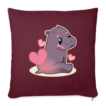 Kawaii Nilpferd Süß Hippo Kinder - Sofakissenbezug 45 x 45 cm - Burgunderrot - Vorne