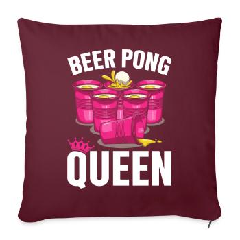 Beer Pong Queen Beer Pong Girl Player Jeu à boire - Housse de coussin décorative 45 x 45 cm - bordeaux - Devant