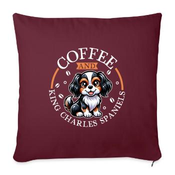 Kaffee und King Charles Spaniel - Sofakissenbezug 45 x 45 cm - Burgunderrot - Vorne