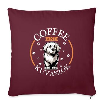 Café et Kuvasz - Housse de coussin décorative 45 x 45 cm - bordeaux - Devant