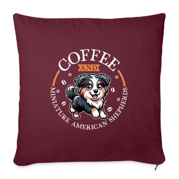 Café et berger américain miniature - Housse de coussin décorative 45 x 45 cm - bordeaux - Devant