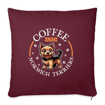 Kaffee und Norwich Terrier - Sofakissenbezug 45 x 45 cm - Burgunderrot - Vorne