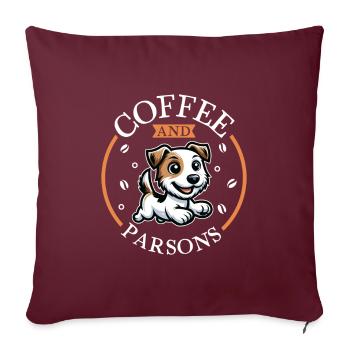 Café et Parson Russell Terrier - Housse de coussin décorative 45 x 45 cm - bordeaux - Devant