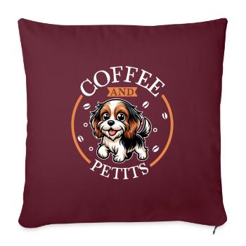 Café et Petit Basset Griffon Vendéen - Housse de coussin décorative 45 x 45 cm - bordeaux - Devant