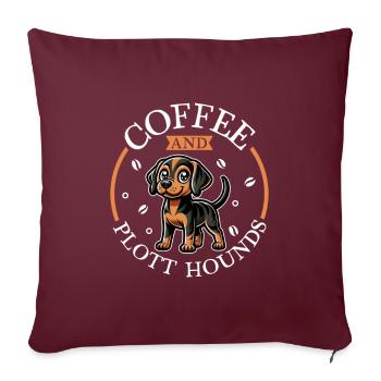 Kaffee und Plott Hound - Sofakissenbezug 45 x 45 cm - Burgunderrot - Vorne