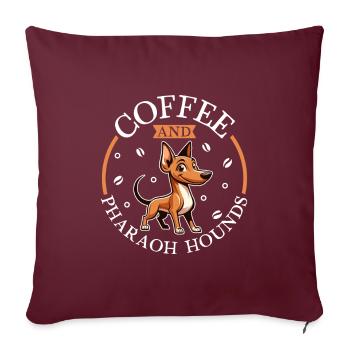 Café et chien pharaon - Housse de coussin décorative 45 x 45 cm - bordeaux - Devant