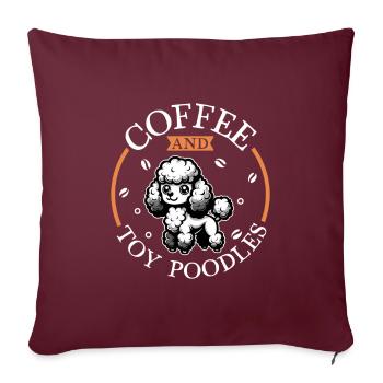 Kaffee und Toy-Pudel - Sofakissenbezug 45 x 45 cm - Burgunderrot - Vorne
