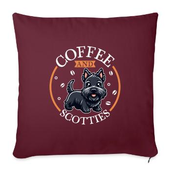 Café et Scottish Terrier - Housse de coussin décorative 45 x 45 cm - bordeaux - Devant