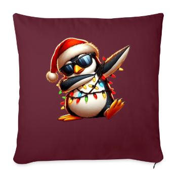 Lunettes de soleil à pois pingouin Noël mignon - Housse de coussin décorative 45 x 45 cm - bordeaux - Devant
