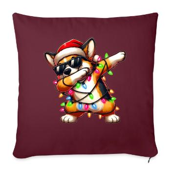 Polka Dot Pembroke Corgi Chien Lunettes de soleil Mignon - Housse de coussin décorative 45 x 45 cm - bordeaux - Devant