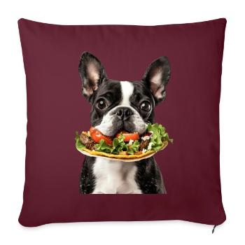 Boston Terrier - Sofakissenbezug 45 x 45 cm - Burgunderrot - Vorne