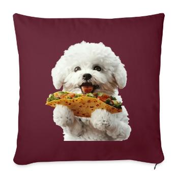 Bichon frisé - Housse de coussin décorative 45 x 45 cm - bordeaux - Devant