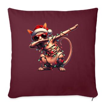 Lunettes de soleil à pois Sphynx Chat Noël mignon - Housse de coussin décorative 45 x 45 cm - bordeaux - Devant