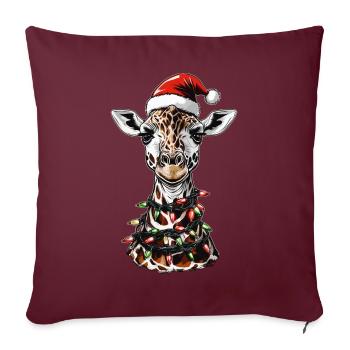 Chapeau de Noël Girafe Noël - Housse de coussin décorative 45 x 45 cm - bordeaux - Devant