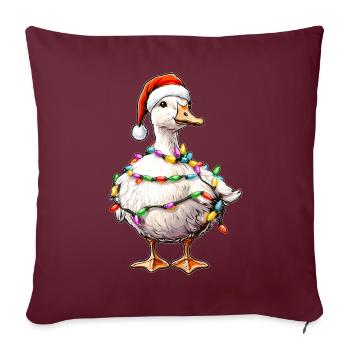 Oie Canard Père Noël - Housse de coussin décorative 45 x 45 cm - bordeaux - Devant