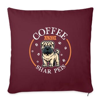 Café et Shar-Pei - Housse de coussin décorative 45 x 45 cm - bordeaux - Devant