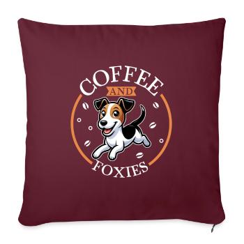 Kaffee und Glatthaar-Foxterrier - Sofakissenbezug 45 x 45 cm - Burgunderrot - Vorne