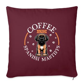 Kaffee und Mastín Español - Sofakissenbezug 45 x 45 cm - Burgunderrot - Vorne