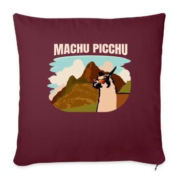 Machu Picchu Lama und Bergpanorama - Sofakissenbezug 45 x 45 cm - Burgunderrot - Vorne