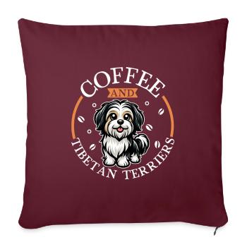 Café et terrier tibétain - Housse de coussin décorative 45 x 45 cm - bordeaux - Devant