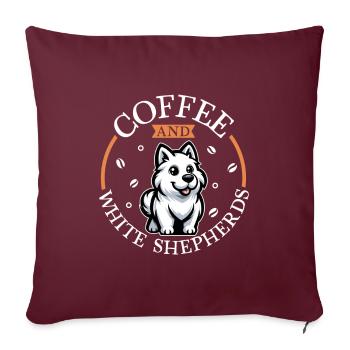 Café et berger blanc - Housse de coussin décorative 45 x 45 cm - bordeaux - Devant
