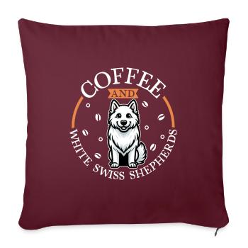 Café et Berger Blanc Suisse - Housse de coussin décorative 45 x 45 cm - bordeaux - Devant
