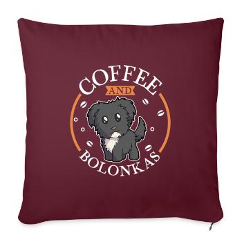Café et Bolonka Zwetna - Housse de coussin décorative 45 x 45 cm - bordeaux - Devant