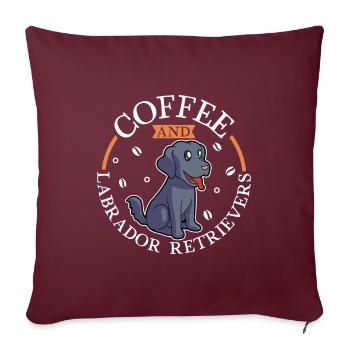 Coffee et Labrador Retriever - Housse de coussin décorative 45 x 45 cm - bordeaux - Devant