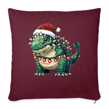 Ankylosaure Dinosaure Père Noël Chapeau Noël - Housse de coussin décorative 45 x 45 cm - bordeaux - Devant