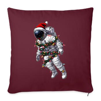 Chapeau de Noël astronaute Noël - Housse de coussin décorative 45 x 45 cm - bordeaux - Devant