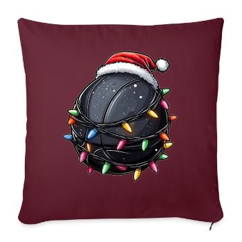Chapeau de Père Noël de basket-ball noir - Housse de coussin décorative 45 x 45 cm - bordeaux - Devant