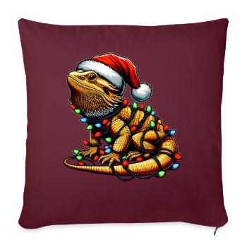 Chapeau de Noël dragon barbu lézard Noël - Housse de coussin décorative 45 x 45 cm - bordeaux - Devant