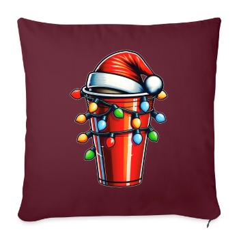 Rotes Bier Pong Cup Trinkspiel Weihnachten Hut Xma - Sofakissenbezug 45 x 45 cm - Burgunderrot - Vorne