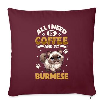 Le café et mon café - Housse de coussin décorative 45 x 45 cm - bordeaux - Devant