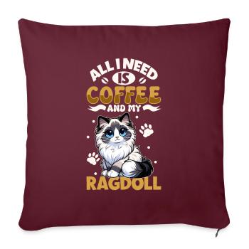 Le café et ma poupée de chiffon - Housse de coussin décorative 45 x 45 cm - bordeaux - Devant
