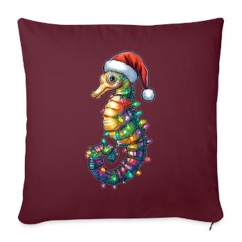 Chapeau de Noël Hippocampe Noël - Housse de coussin décorative 45 x 45 cm - bordeaux - Devant