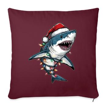 Chapeau de Noël requin Noël - Housse de coussin décorative 45 x 45 cm - bordeaux - Devant