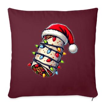 Burritos Cuisine mexicaine Chapeau de Noël - Housse de coussin décorative 45 x 45 cm - bordeaux - Devant
