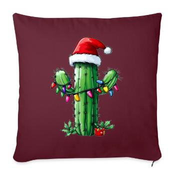 Chapeau de Noël Cactus Noël - Housse de coussin décorative 45 x 45 cm - bordeaux - Devant