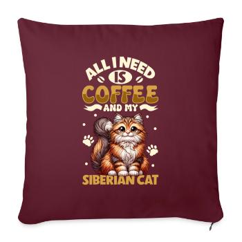 Le café et mon chat sibérien - Housse de coussin décorative 45 x 45 cm - bordeaux - Devant