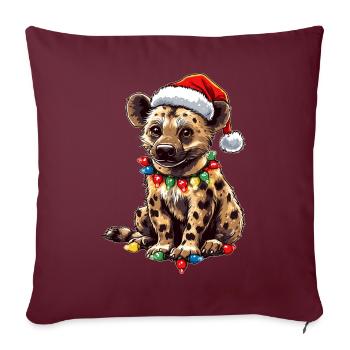 Chapeau de Noël mignon hyène Noël - Housse de coussin décorative 45 x 45 cm - bordeaux - Devant