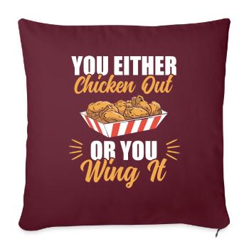 Amateur de restauration rapide drôle d’aile de poulet disant - Housse de coussin décorative 45 x 45 cm - bordeaux - Devant
