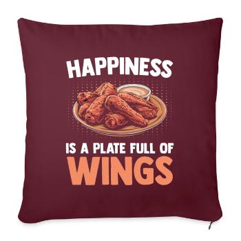 Aile de poulet - Le bonheur est une assiette pleine d’ailes - Housse de coussin décorative 45 x 45 cm - bordeaux - Devant