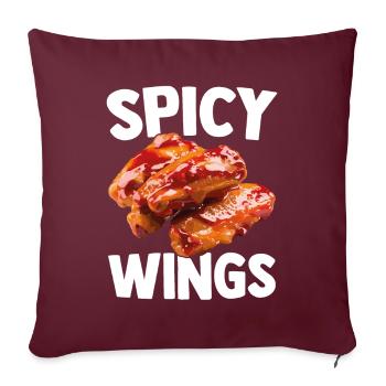 Spicy Hot Chicken Wings Hühnerflügel Lustig - Sofakissenbezug 45 x 45 cm - Burgunderrot - Vorne