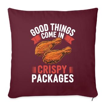 Ailes de poulet Les bonnes choses viennent dans des emballages croustillants - Housse de coussin décorative 45 x 45 cm - bordeaux - Devant