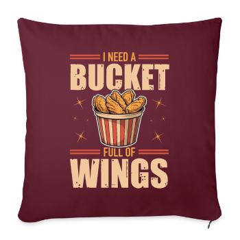 Hühnerflügel - Seau de poulet plein d’ailes - Housse de coussin décorative 45 x 45 cm - bordeaux - Devant