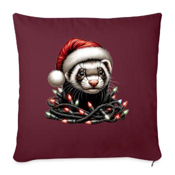 Chapeau de Noël Furet Noël - Housse de coussin décorative 45 x 45 cm - bordeaux - Devant