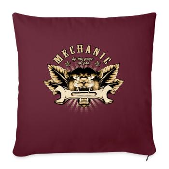 Badge mécanicien - Housse de coussin décorative 45 x 45 cm - bordeaux - Devant