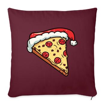 Pizza Noël Bande Dessinée - Housse de coussin décorative 45 x 45 cm - bordeaux - Devant